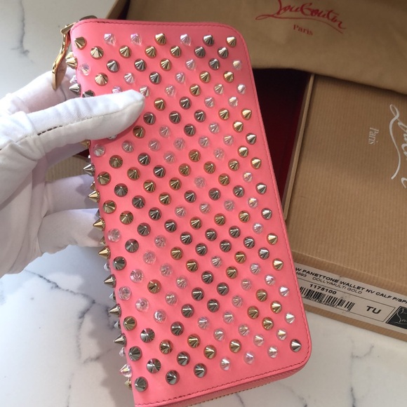 CHRISTIAN LOUBOUTIN PANETTONE WALLET PINK/SPIKES MIX DOLLY/MULTIGOLD - Picture 4 of 17